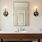 Pair of Black & Brass Candlestick Wall Lights, Sku: 033484