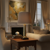 Gold Glass Column Shaped Lamp Base with Square Base, Sku: 033458