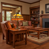 Art Deco Stained Glass Brass Table Lamp, Square Shade, Gold Tassel Fringe, Sku: 033456