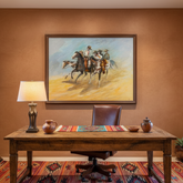Original Acrylic on Canvas Signed by Artist, Kuhn 1991, Five Cowboys Against Blue Sky Sku: 033451