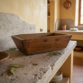 Primitive Wood Rectangular Basin or Dough Bowl, Sku: 033435