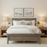 Williams Sonoma Home Full Size Bed Frame, Grey Wash Finish, Straight Line Design, Sku 033640