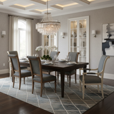 Set of 6 Dining Chairs, Solid Wood, Striped Upholstery, Sku: 033389