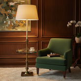 Stifel Brass Floor Lamp Vintage with Round Glass Tabletop, Sku 033661
