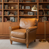 Bradington Young Putty Leather Armchair w/ Nailhead Detail, Sku 033673