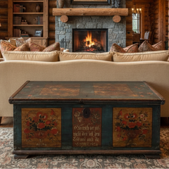 1874 German Antique Blanket Chest, Sku 033680