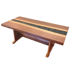 Handcrafted Walnut Coffee Table by Frank Remar, Relief Pattern, Oil and Wax Finish, Sku 033685