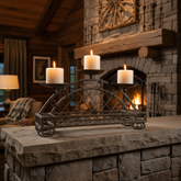 Iron Three Pillar Candle Holder with Arched Design, Sku: 033688