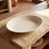 Dansk Ironstone Oval Serving Platter Glazed in White, Made in Italy, Sku 033690
