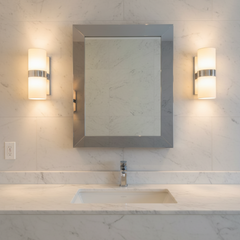 Chrome and Mirror Medicine Cabinet, Hinged Right, Glass Shelves, Sku: 033697