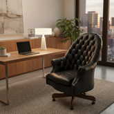 Hancock & Moore Tufted Black Leather Swivel Executive Desk Chair, Sku: 033710