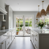Pair of French Doors, Wood, Painted, 10 Glass Panels Each, White, Sku 033348