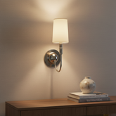 Currey & Company Silver Tone Wall Sconce with Ivory Paper Shade, Sku: 033328