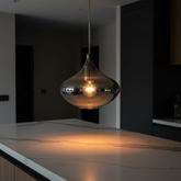 Nuevo Pendant Light, Smoked Glass, Teardrop Shaped, Sku: 22006