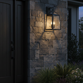Exterior Wall Sconce Lantern Style, Black Steel and Glass, Sku 033720