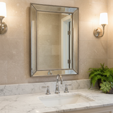 Rectangular Beveled Mirror, Beaded Edge, Antiqued Mirror Surround, Sku 033717