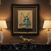 Erte's "Pillow Swing" Cold Painted Bronze Wall Sculpture, Framed, Sku: 033751