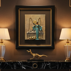 Erte's "Pillow Swing" Cold Painted Bronze Wall Sculpture, Framed, Sku: 033751