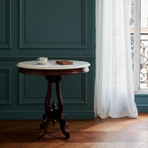 Victorian Oval Marble Top Mahogany Parlor Table, Sku 033772