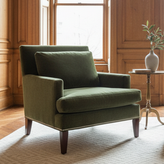 Sherril Moss Green Velvet Armchair w/ Nailhead Detail, Sku 033781