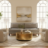 Lillian August Medium Gray Tweed Sofa w/ Wing Style Arms & Nailhead Trim, Sku 033785