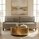 Lillian August Medium Gray Tweed Sofa, Wing Style Arms & Nailhead Trim, Sku 033785