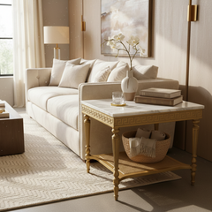 Lane Marble Top Side Table w/ Gold Base, Sku 033787