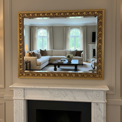 Beveled Mirror in Decorative Gold Finished Frame, Sku 033795
