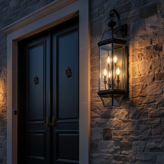 Lantern Style Pendant w/ Four Sockets for Chandelier Style Bulbs, Sku 033798