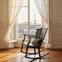 Mayhew Cane and Wood Rocking Chair, Lovely Dark Finish, Cane is in Remarkable Condition for Age, Sku 033799
