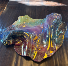 Porcelain Wall Sculpture by Artist Jutta Golas Iridescent, Purple, Orange, Yellow, Blue, Sku: 033587