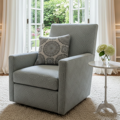 Rowe Furniture Carlyn Upholstered Swivel Glider with Coordinating Pillow, Sku 033801