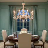 Shabby Chic Style 8-Light Painted Wood Chandelier, Sku 033821