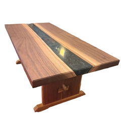 Handcrafted Walnut Coffee Table by Frank Remar, Relief Pattern, Oil and Wax Finish, Sku 033685
