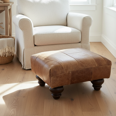 Unique Patchwork Leather Ottoman, Sku 033847