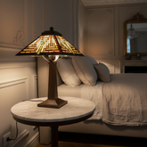 Square Mission Style Table Lamp with Metal Pedestal Base, Sku 033841