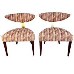 Pair MCM Midcentury Modern Slipper Chairs, Newer Upholstery, S32114