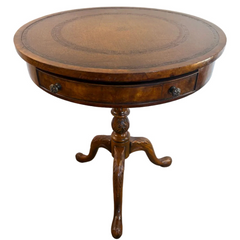 Alexander Theodore Parlour Table, Embossed Leather Top, Sku 033844