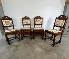 Antique Upholstered Petite Accent Chairs, Set of Four, sku: 29051