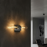 NEW Glass and Chrome Capsule Like Wall Sconce Includes Bulbs, Sku 033886