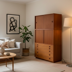 Danish Modern Teak Wood Cabinet w/5 Drawers, Sku 033914
