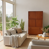 Danish Modern Teak Tambour Door Cabinet with Interior Shelf , Sku 033912