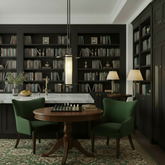 A tall industrial style ceiling pendant