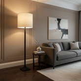 RH Hammered Steel Floor Lamp Dark Bronze Finish w/ White Linen Drum Style Shade, Sku 033973