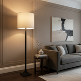 RH Hammered Steel Floor Lamp Dark Bronze Finish w/ White Linen Drum Style Shade, Sku 033973