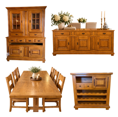 Entire Ensemble of French Oak Furniture Made in Belgium, 10 Pieces, Sku 034014