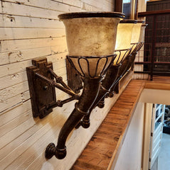 Wall Light Sconce, Large, Smoked Glass Shade, Metal Frame, Rustic, sku: 032957