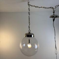 Clear Glass Globe Pendant with Polished Nickel Hardware and Chain, Sku 033893