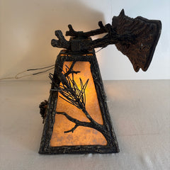 Hammerton Forge Double Arm Vanity Light, Iron, Mica Featuring Pine Cone, Oak Leaf Motif, Sku: 033696