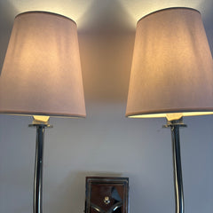 Visual Comfort Thomas O'Brien Hulton 2 Arm Sconce Nickel Finish & Paper Shades, Sku 033881